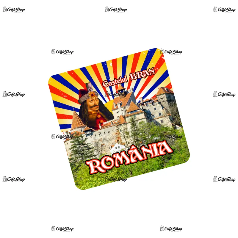 Castelul bran, vlad tepes, set 6 suporti coster din lemn, model b